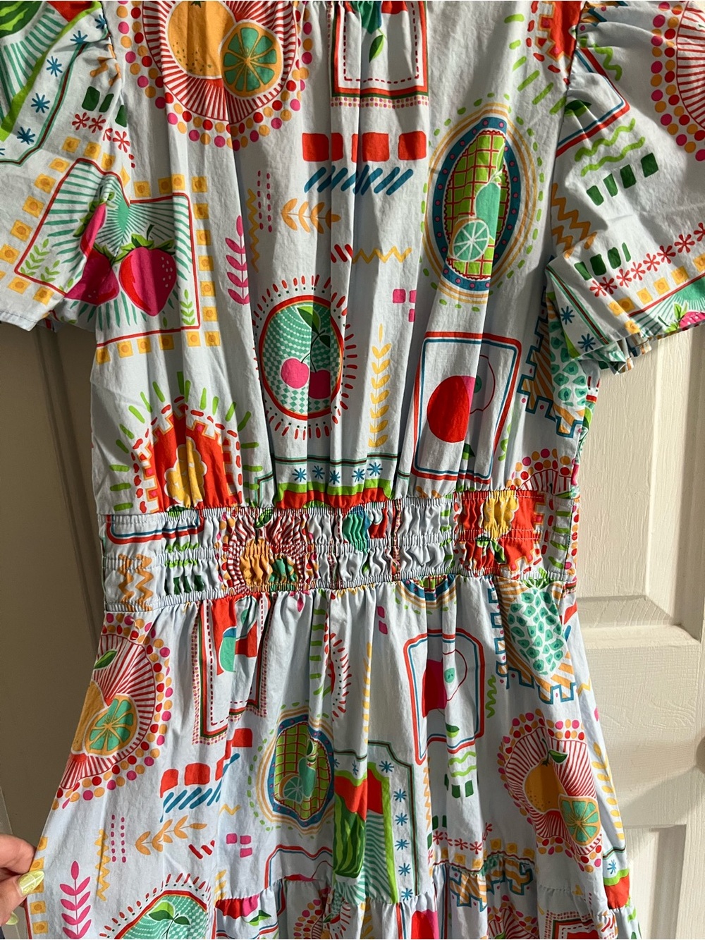 Easel Poplin Fruit Print Midi Dress - Picture 7 of 8